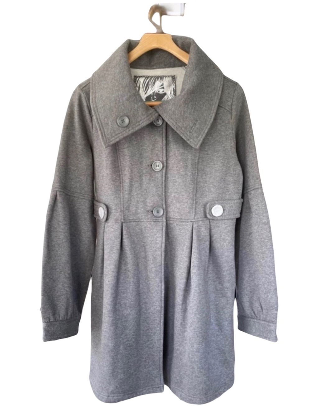 NWOT Hot Kiss Women's Gray Button Front Swing Coat Jacket Size Medium